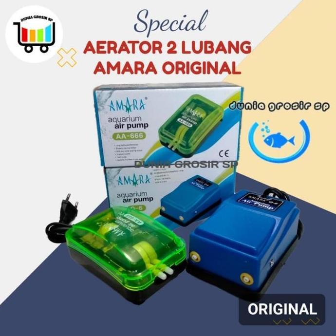 Fisch- Aerator Amara 2 Lubang Output Original Aquarium Kolam Ikan