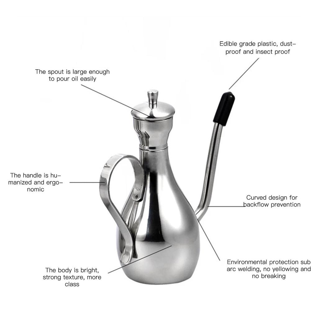 350Ml Stainless Steel Oil Dispenser Bottle Cooking Oil Pot Filtering Oil Residue Bottle Home Kitchen