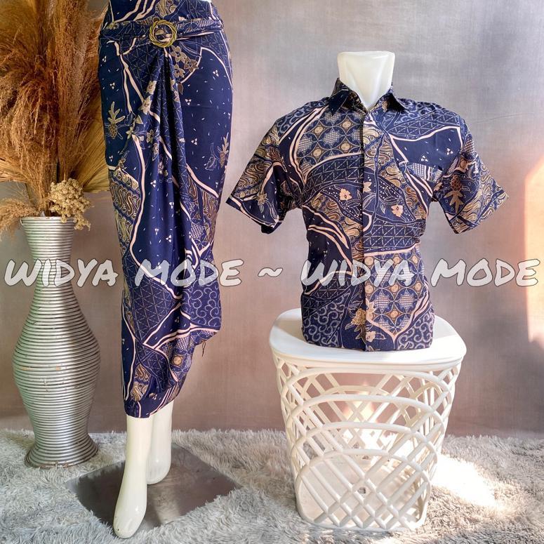 BESTPROMO Widya Mode - Batik Couple Set Rok Lilit / Baju Batik Kemeja Lengan Pendek / Batik Couple L