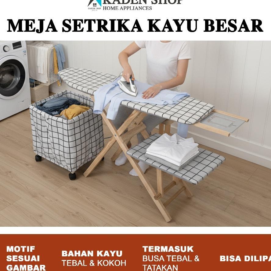 Meja Setrika Kayu Jati Besar Dengan Tray