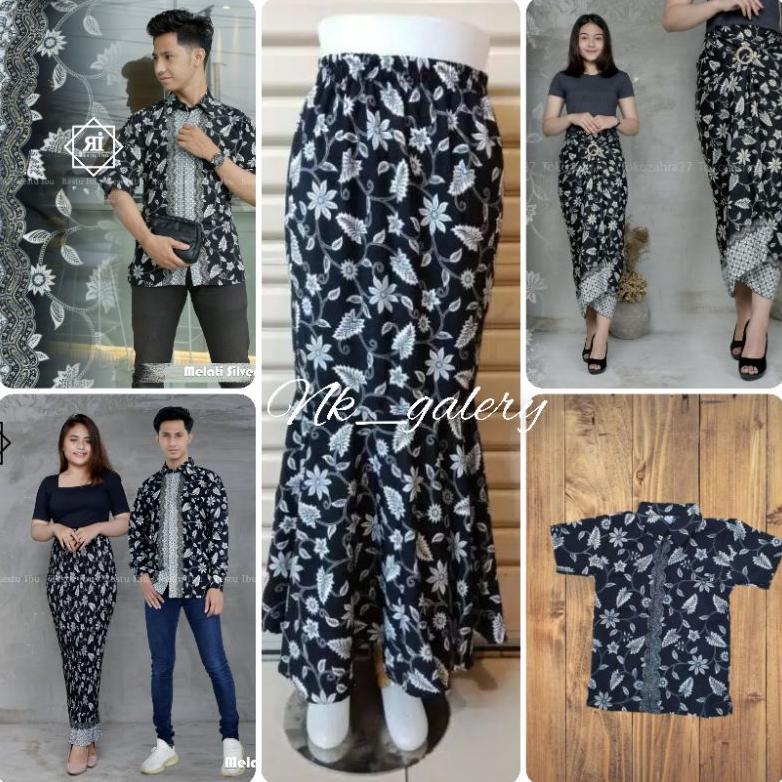 TERBARU COUPLE BATIK TUNANGAN / BAJU BATIK COUPLE KELUARGA MELATI SILVER