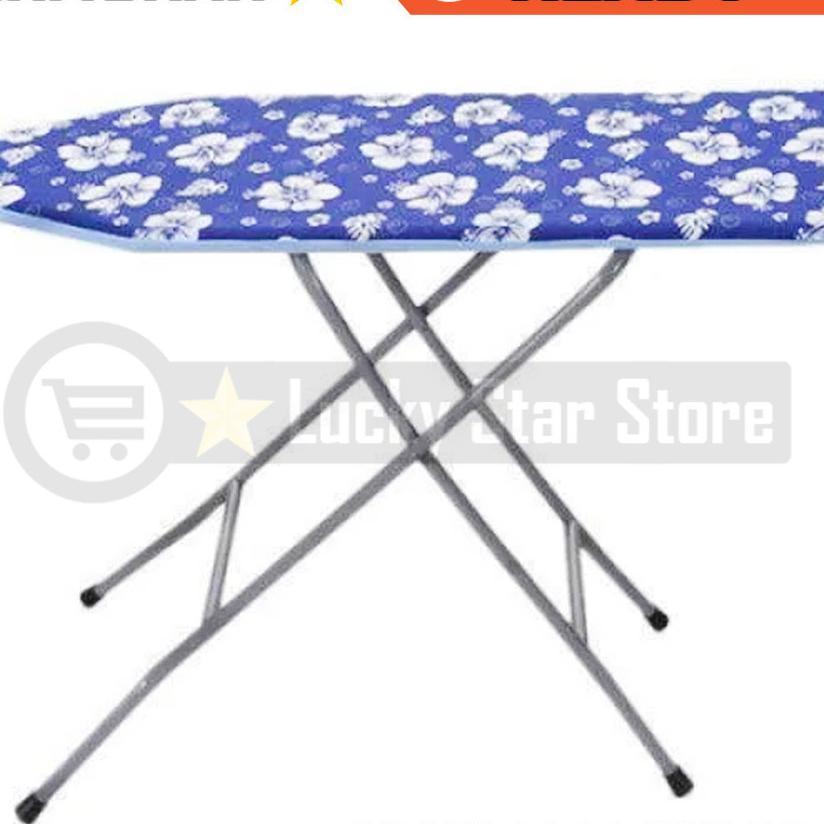 Meja Setrika Berdiri Standing Gosokan Baju Seterika Papan Gosok Lipat Panjang Pipa Besi Chrome Putih