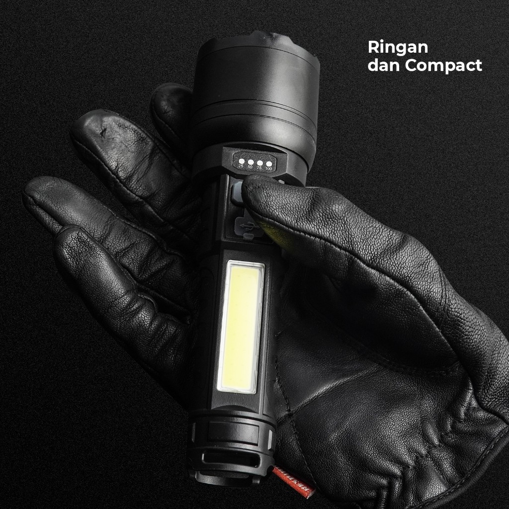 Suksestech Senter Zoom In Out Led Cob 4 Mode Charging Flashlight Waterproof T058