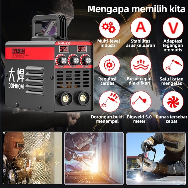 Domhoai Mma-250 Mesin Las Igbt 450 Watt, Tampilan Digital Mesin Las Listrik 450 Watt Mesin Trafo Las