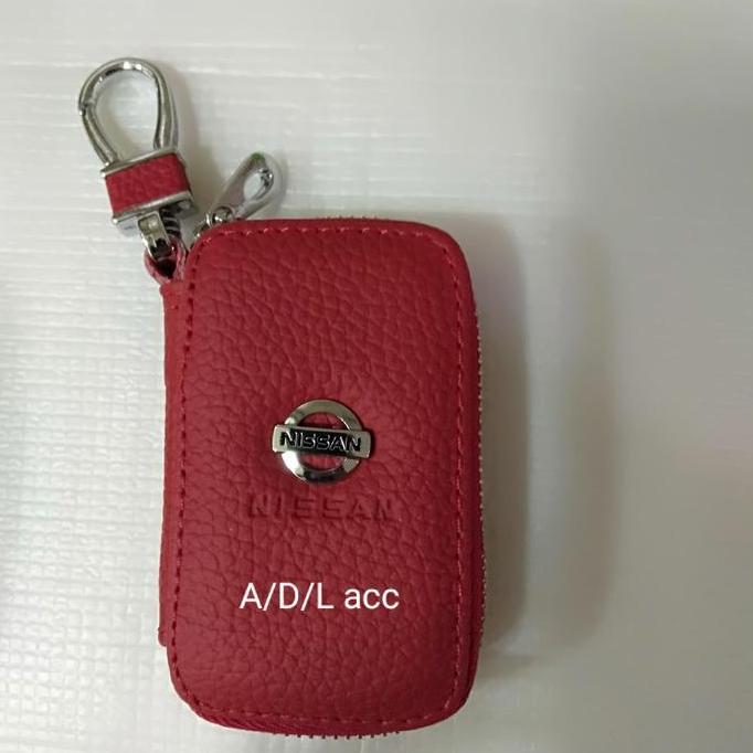 DOMPET STNK PLUS GANTUNGAN KUNCI LOGO NISSAN WARNA MERAH SIAP KIRIM