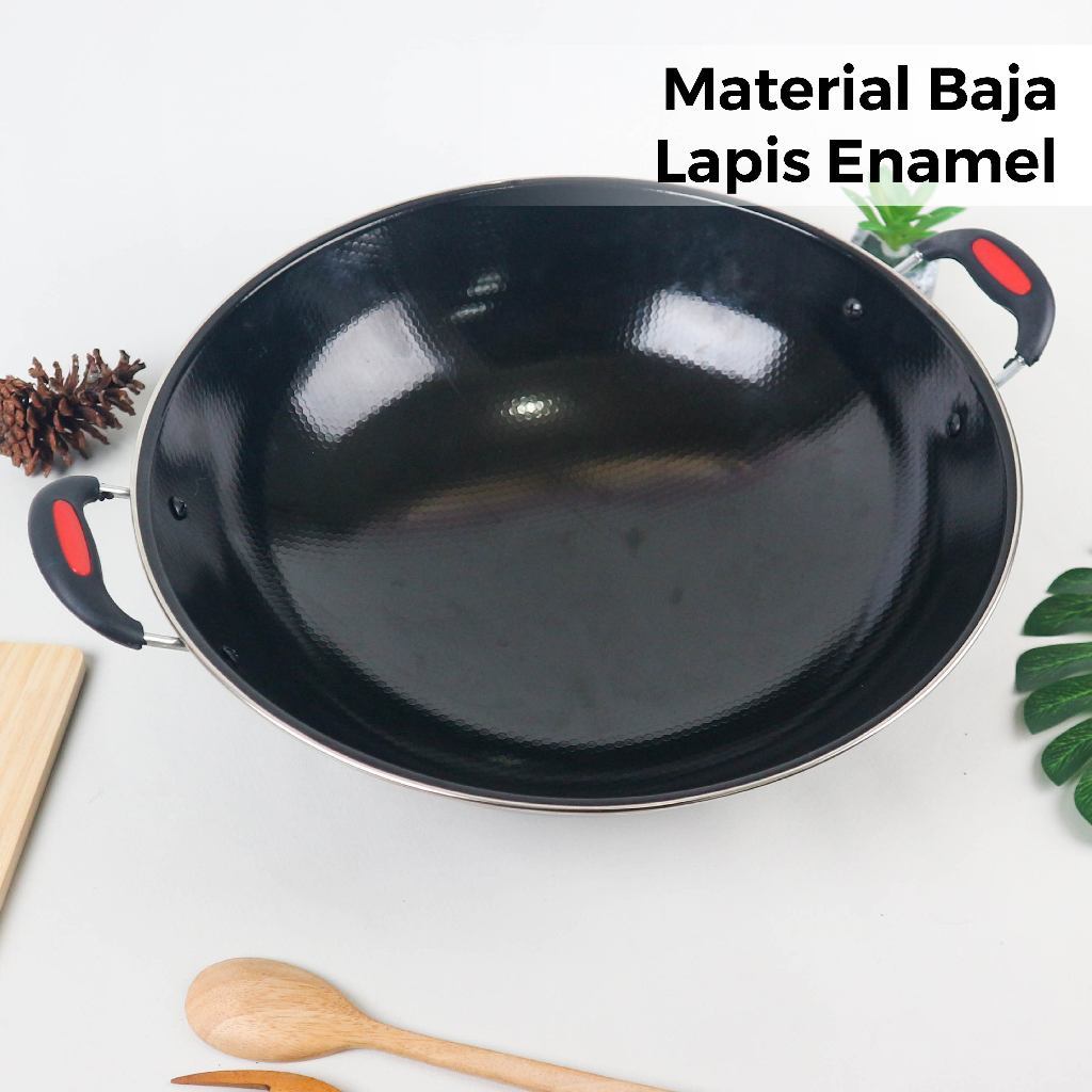Wajan  Enamel Hitam 34 Cm Gse - Anti Lengket