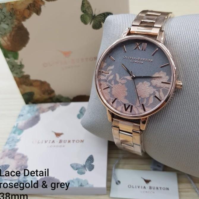 Olivia Burton Lace Detail grey watch and Rosegold Bracelet