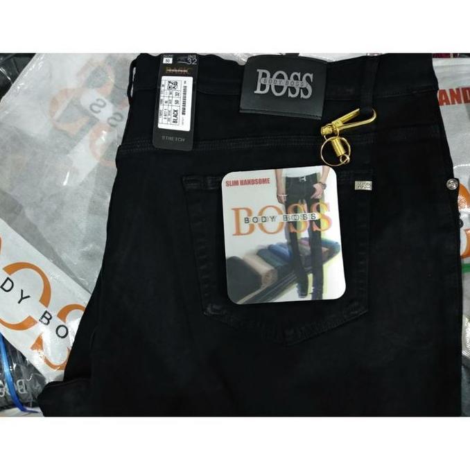 BOSS Celana Panjang Jeans Pria Softjeans Stretch Model Reguler - Celana Premium Boss Hitam Standar D
