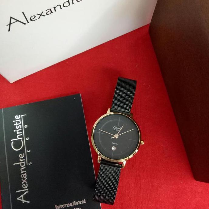 Jam Tangan wanita Alexandre Christie AC 8627 LD black rose gold