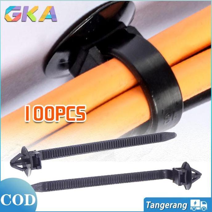 WISZCA 100 PCSClip Tali Kabel Body Mobil-Kabel Ties Pengikat Bodi Mobil