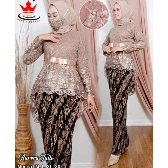Setelan Kebaya Aurora Tille Model Pingwin Mix Rok Plisket Batik Panjang Dewasa Ukuran Jumbo Baju Keb