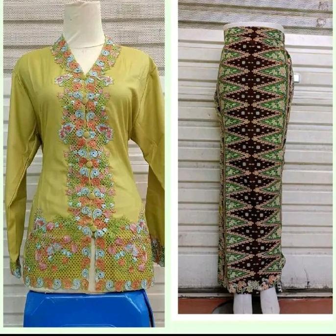 kebaya motif bordiran padang setelan dengan rok