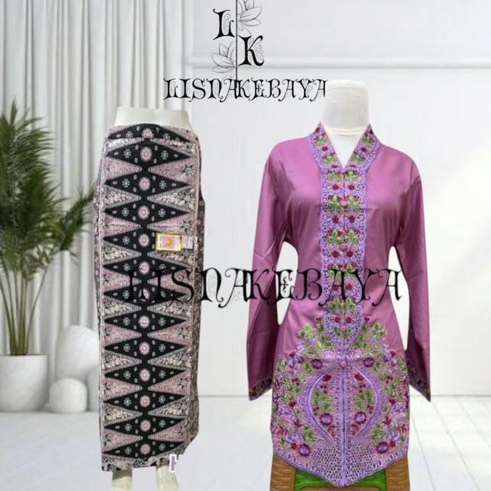 Lisna Kebaya Set Kebaya Encim Dewasa Sulam Bordir Warna Baju Wanita Setelan Remaja Katun ToyoBo Atas