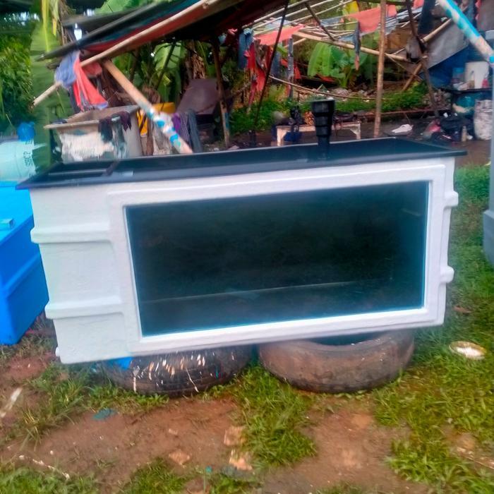 fiber kolam ikan combinasi kaca dn filter