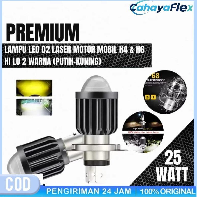 Diskont Lampu Depan Led H4 Laser 2 Warna Promo Lampu Led Laser H4 H6 Laser Waterproof Putih Kuning