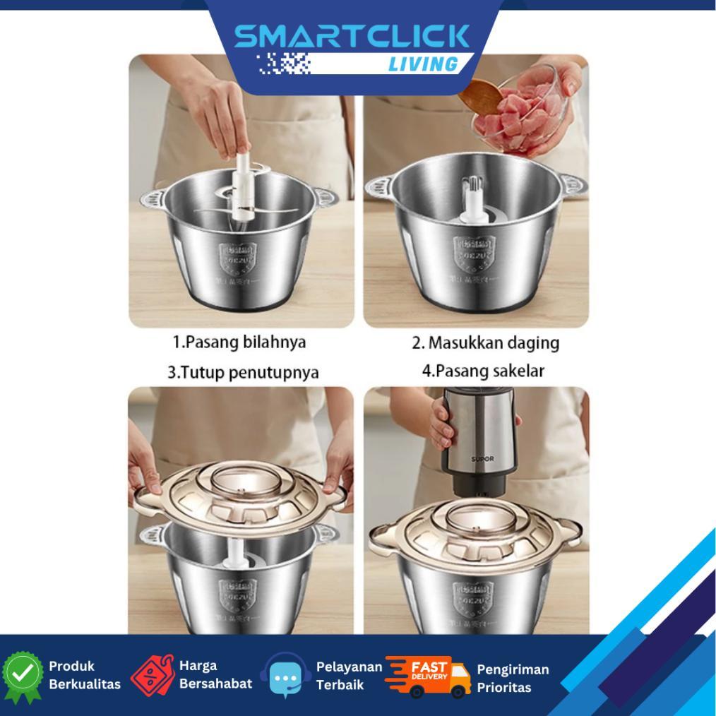 BESTPROMO BLENDER DAGING SERBAGUNA STAINLESS STEEL SUS304 CHOPPER 2L TAHAN KARAT
