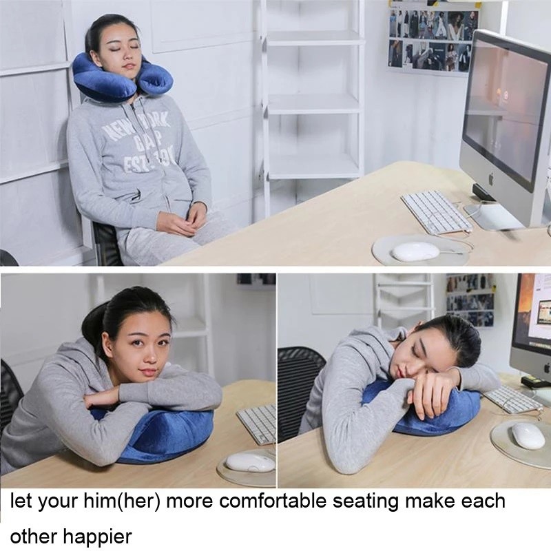 Bantal Leher Angin U Shape Inflatable Bantal Angin Inflatable Travel Neck Pillow(Tanpa/+Pompa)