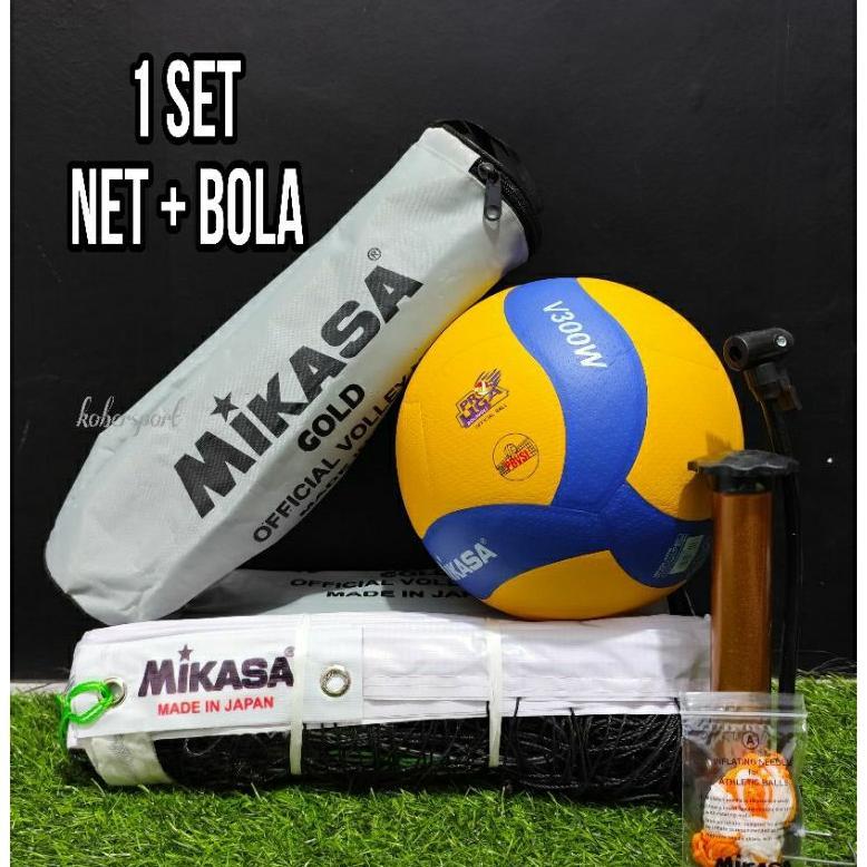 SOLARAMARKET 1 SET NET VOLI IMPORT & BOLA VOLI MIKASA PROLIGA ORIGINAL SIZE 5 HEMAT