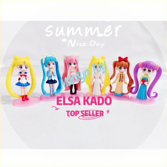 Action Figure Sailor Moon Set 6 Pajangan Mobil Sailormoon Hiasan Kue