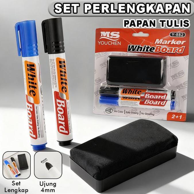 KINEGY Set Lengkap Spidol Whiteboard Perlengkapan Papan Tulis Whiteboard Lengkap pidol Warna + Pengh