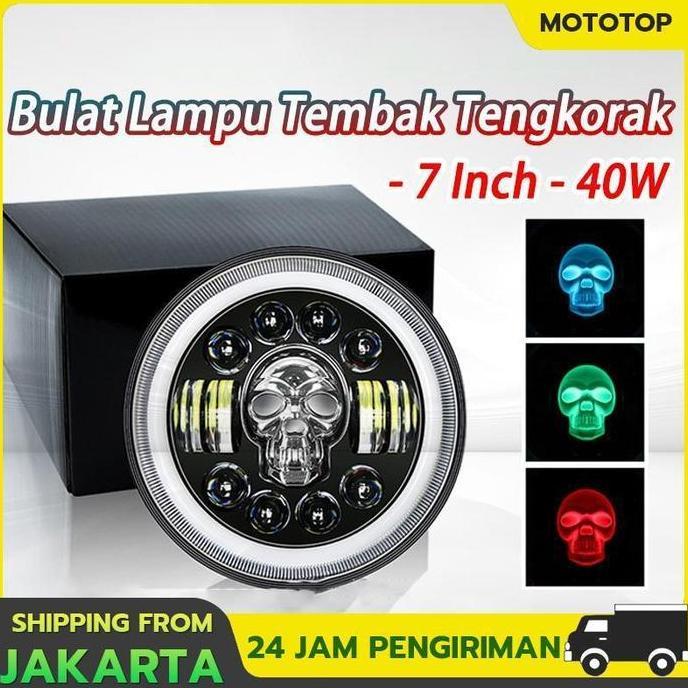 DIMOCAR Lampu LED Mobil Lampu Sepeda Motor Lampu Tembak Daymaker Motor Modifikasi Tengkorak Wrangler