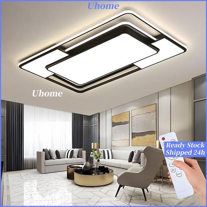 ENCRASH Ready Stock CODCOD Lampu Plafon 3 Warna LED 120W Modern Minimalis Bentuk Persegi Gaya Nordic