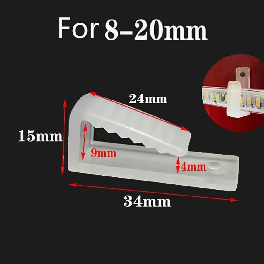 Neon Strip Led Fix Clips Holder Connector Accessories 6Mm 8Mm 10Mm 12Mm 15Mm 18Mm 20Mm For Neon Ligh