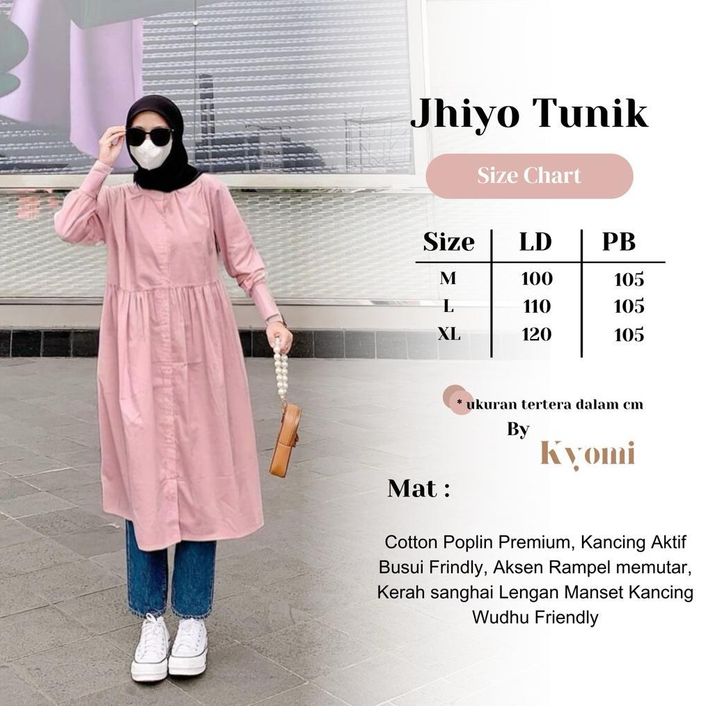 Hot Deals Jhiyo Long Tunik Bahan Katun Poplin Premium By Kyomi-Tunik Polos Rample Simple Casual Terb
