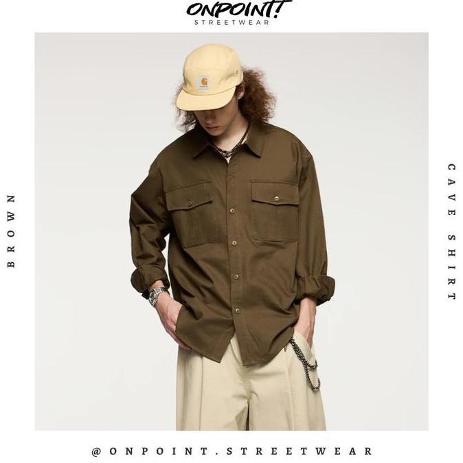 Cave Shirt - kemeja pria kemeja wanita oversize gaya korea sablon premium jumbo hem pria oversize ke