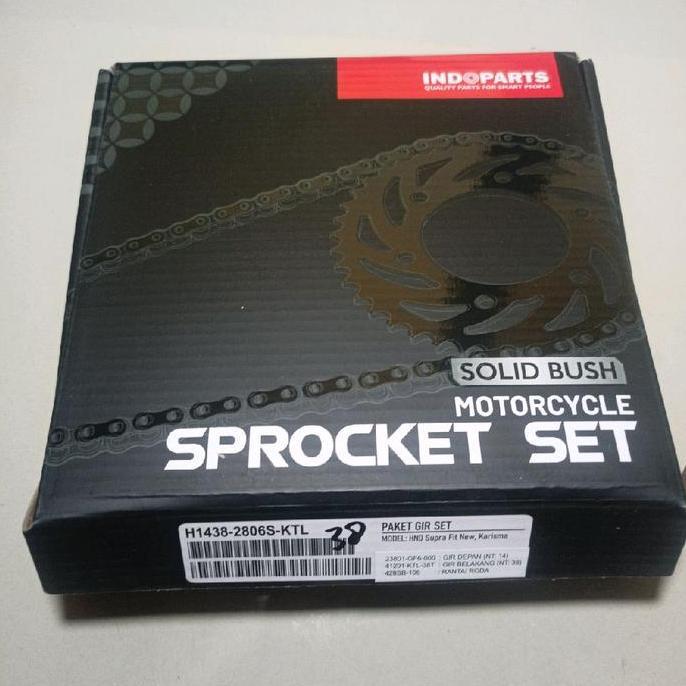 Indopart Gear Gir Set Plus Rantai Honda Supra Fit New Supra X 125 Motor Motorcycle 36T/38T/40T Forsa