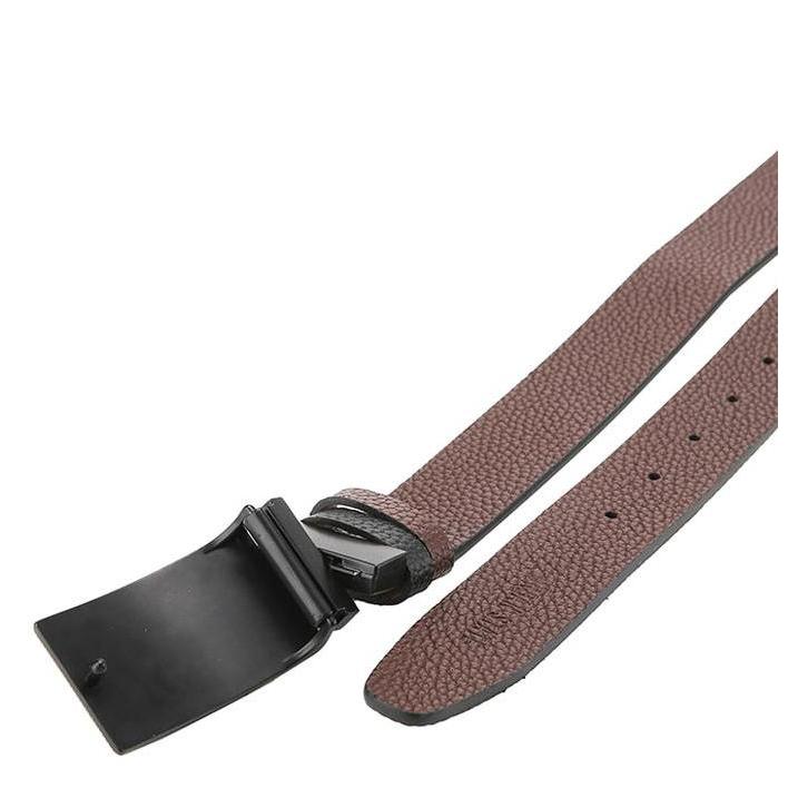 Urban State - Admiral Plate Buckle Reversible Top Grain Leather Belt - Black Brown