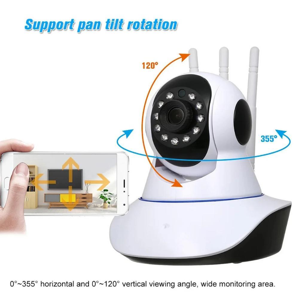 NAYLAGROSSIR KAMERA IP CCTV V380 PRO DENGAN 3 ANTENA WIRELESS WIFI  JARAK JAUH LEWAT HP TERLARIS