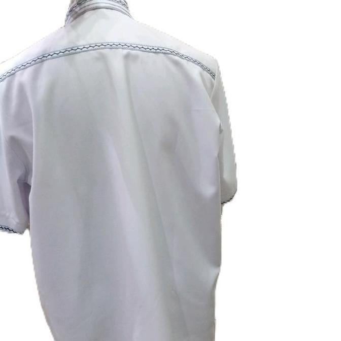 Kemeja lengan pendek motif burung warna putih