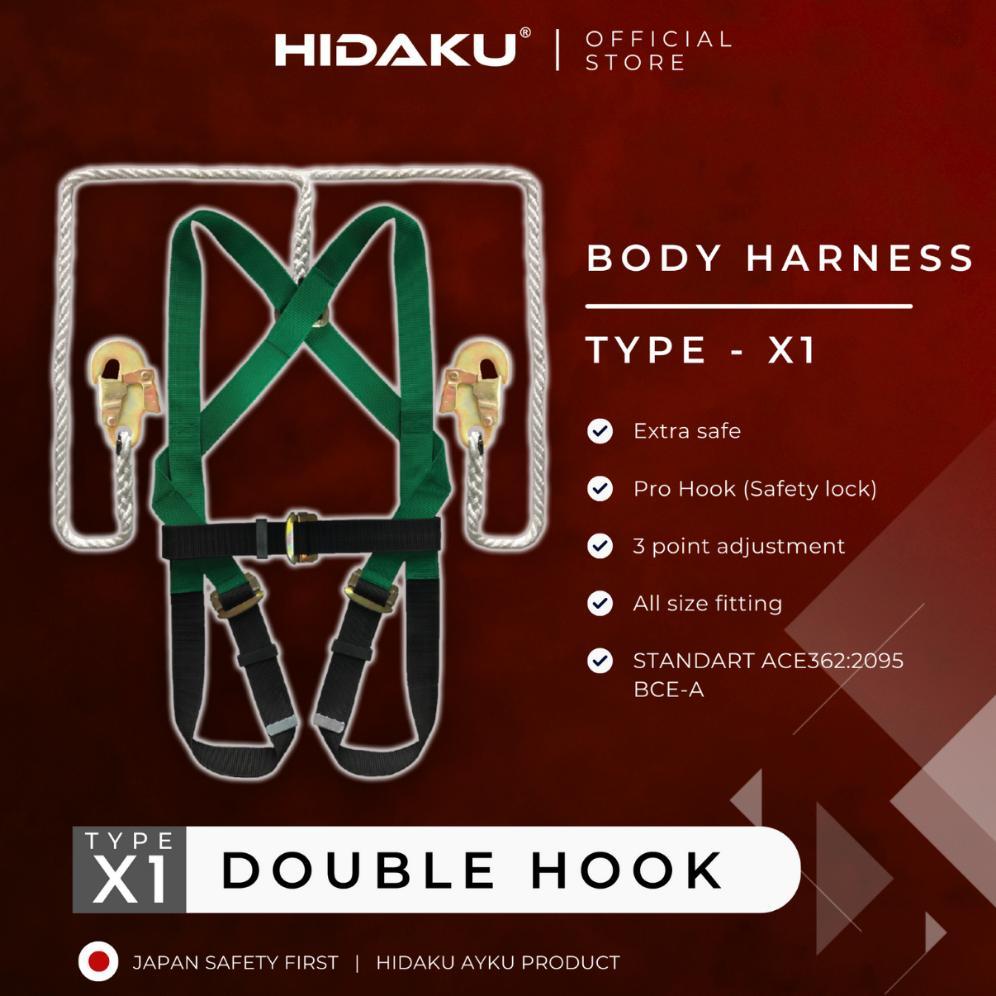 Full Body Harness Safety type X1 DOUBLE HOOK / Safety belt X1 / Body harness proyek / Sabuk keselama