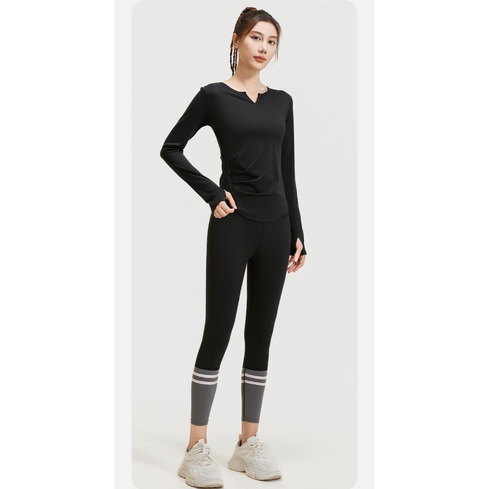 BEST SALE Setelan Olahraga 2 in 1 Pakaian Olahraga Wanita Set / Atasan Lengan Panjang Celana Legging