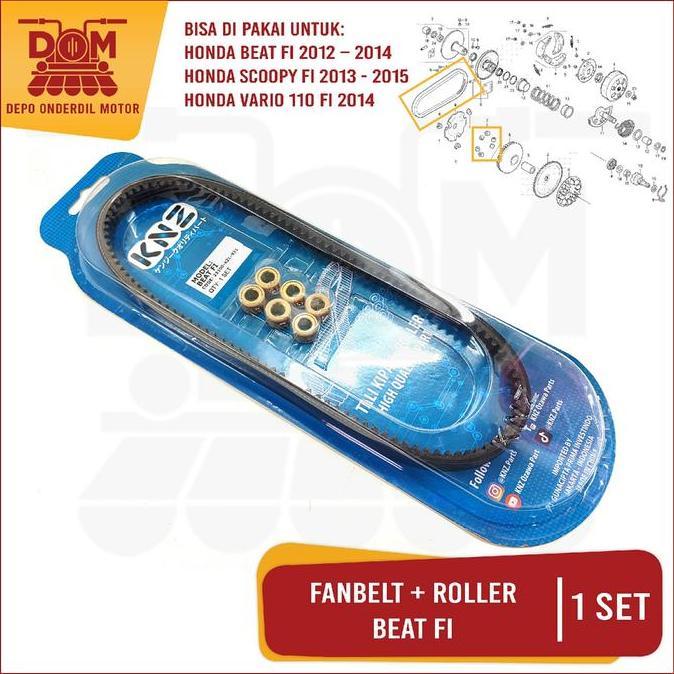 Fanbelt + Roller Beat Fi (KENZIE) Tali Kipas Vanbel V-belt Vanbelt Set Paket Roler Motor Honda Beat 
