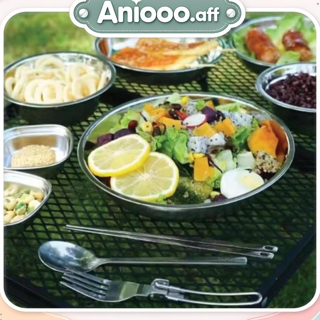 Tableware Set Alat Makan Piring Mangkuk Stainless Portable Camping 22 Set
