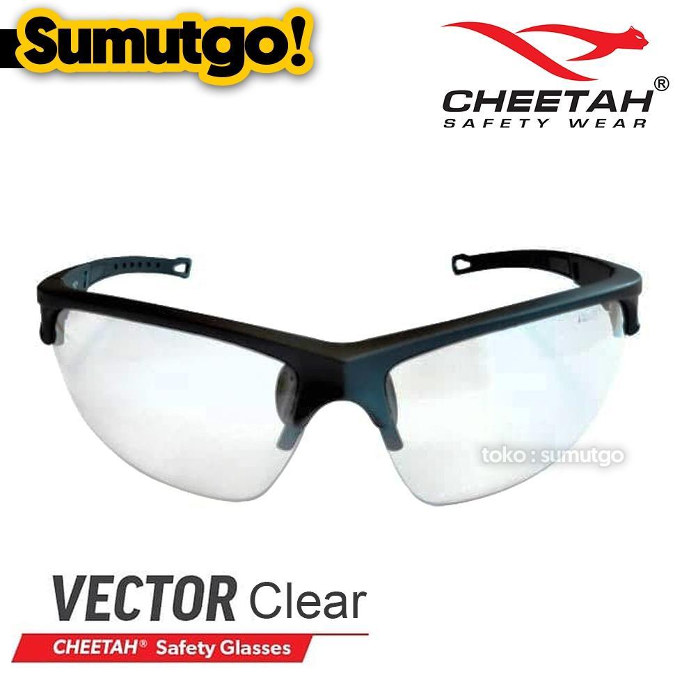 CHEETAH VECTOR CLEAR / Kacamata Trendy Keren VIRAL Putih Bening Pelindung Motor Biker Ojol / Safety 
