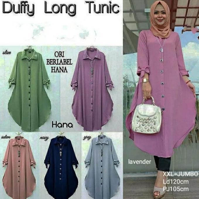 Tunik Jumbo Duffy Ld120&100 Tunik wanita Terlaris Hijab Muslimah Kekinian Atasan Jumbo Busui&Frendly