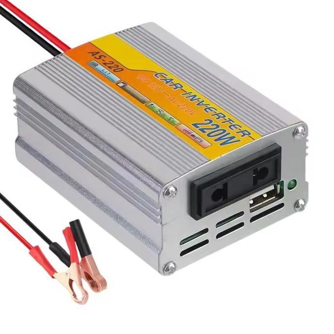 Fostar Power Inverter 220W DC 12V ke AC 220V Perubah Arus Listrik Anti Korosi Tahan Aus untuk Mobil 