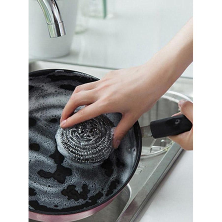 AKSULUTI Isi 5 Sabut Stainless Kawat Cuci Piring Anti Karat Kerak Dan Bakteri Dishwashing Wire Spon 