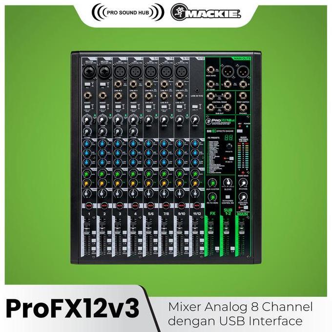 Mackie ProFX12v3 ProFX12 v3 Mixer 12 In 8 Channel Soundcard USB Audio Interface