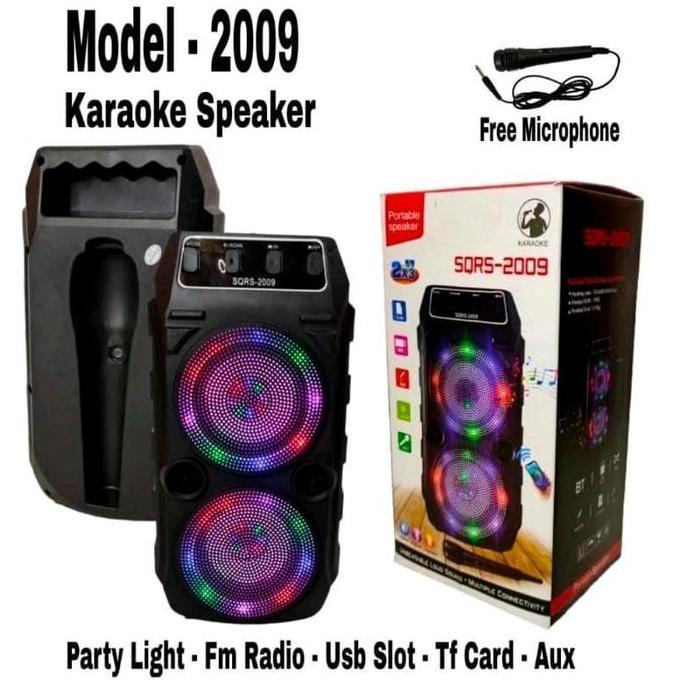 AKSULUTI SQ 2009 Speaker Bluetooth Free Mic Karaoke Dengan Lampu Disco Ajeb Ajeb Speaker Bluetooth S