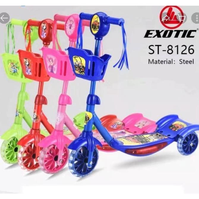 OREJELA Scooter Keranjang Exotic Roda 3 Otoped Skuter/ Scooter Anak Kursi 3 Roda Keranjang