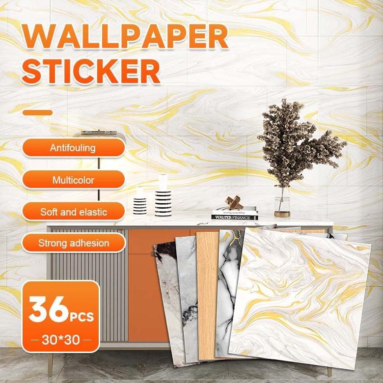 36 Pcs Wallpaper Dinding Vinil Marmer 30X30Cm/Lantai Vinil Marmer Granit/Stiker Kabinet Marmer/Stike