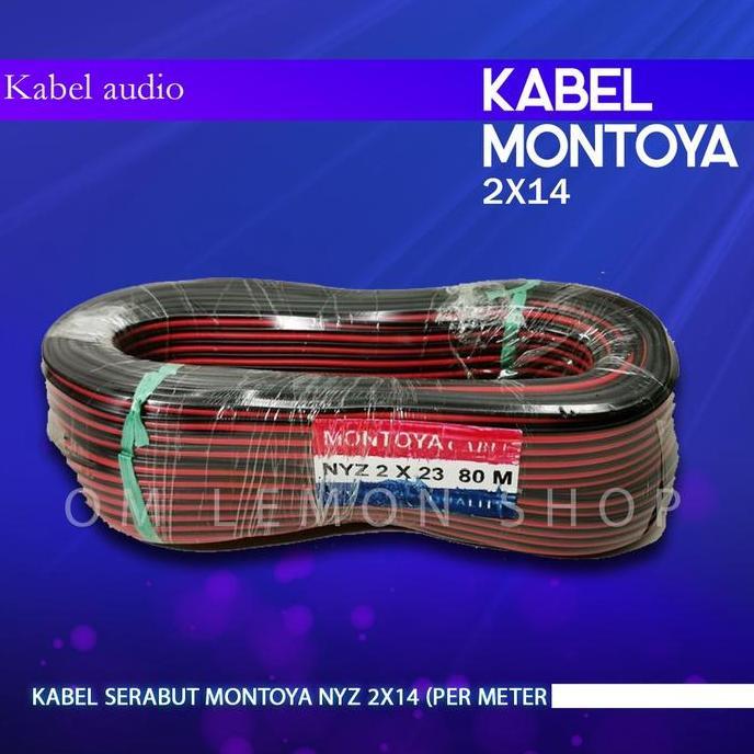 KABEL AUDIO CABLE AWG 2 JALUR MERAH HITAM TEMBAGA KUNING METERAN