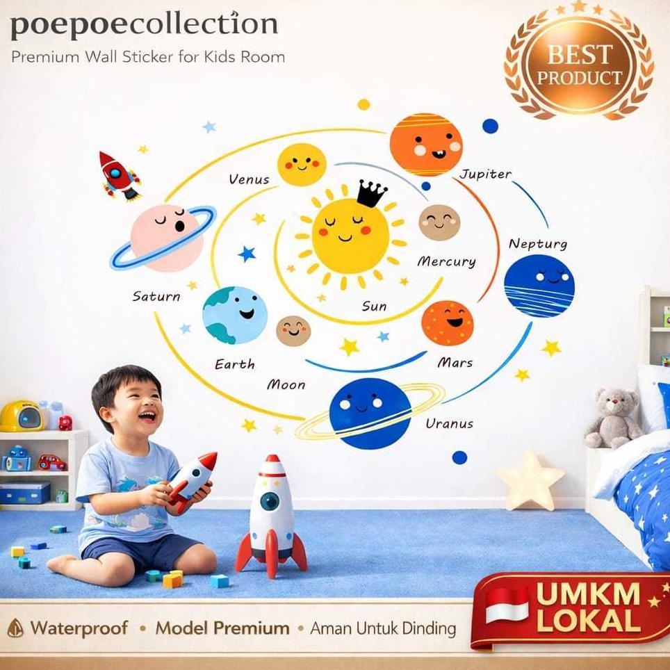 Wall Sticker Dinding Anak  Planet Star Antariksa /Hiasan Dinding Kamar Anak Dekorasi Stiker Dinding 