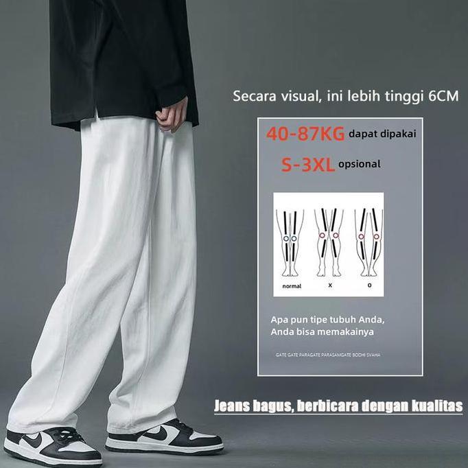 Celana jeans pria korean style celana jeans putih baju distro cowok celana panjang pria kulot jeans 