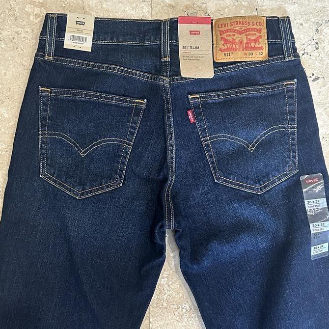 Celana Jeans Pria Levis 511 Slim Fit Stretch Biru Garment 511-6318