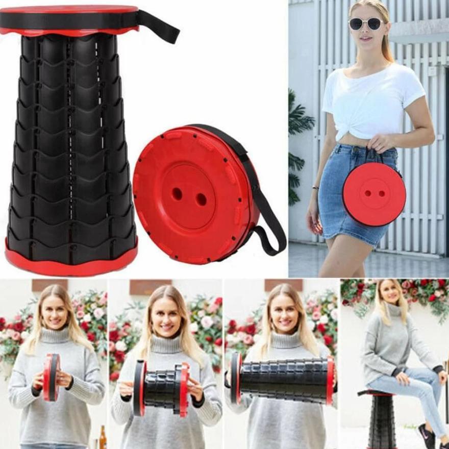 Kursi Lipat Bulat Portable Bangku Lipat Outdoor Kursi Pancing Plastik 150Kg - Deli Chair